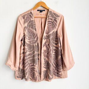 French Connection Nude Beige Pink Beaded open Front Blazer 10